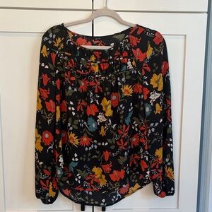 Gibson Black Blouse with Colorful Floral Design